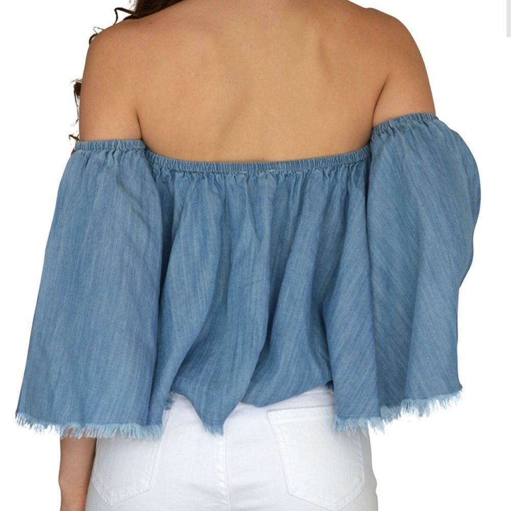 ELAN OFF THE SHOULDER DENIM TOP - Picture 3 of 4